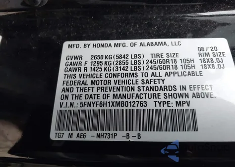 2021 Honda Pilot Awd Lx z USA, uszkodzony, nr VIN 5FNYF6H1XMB012763